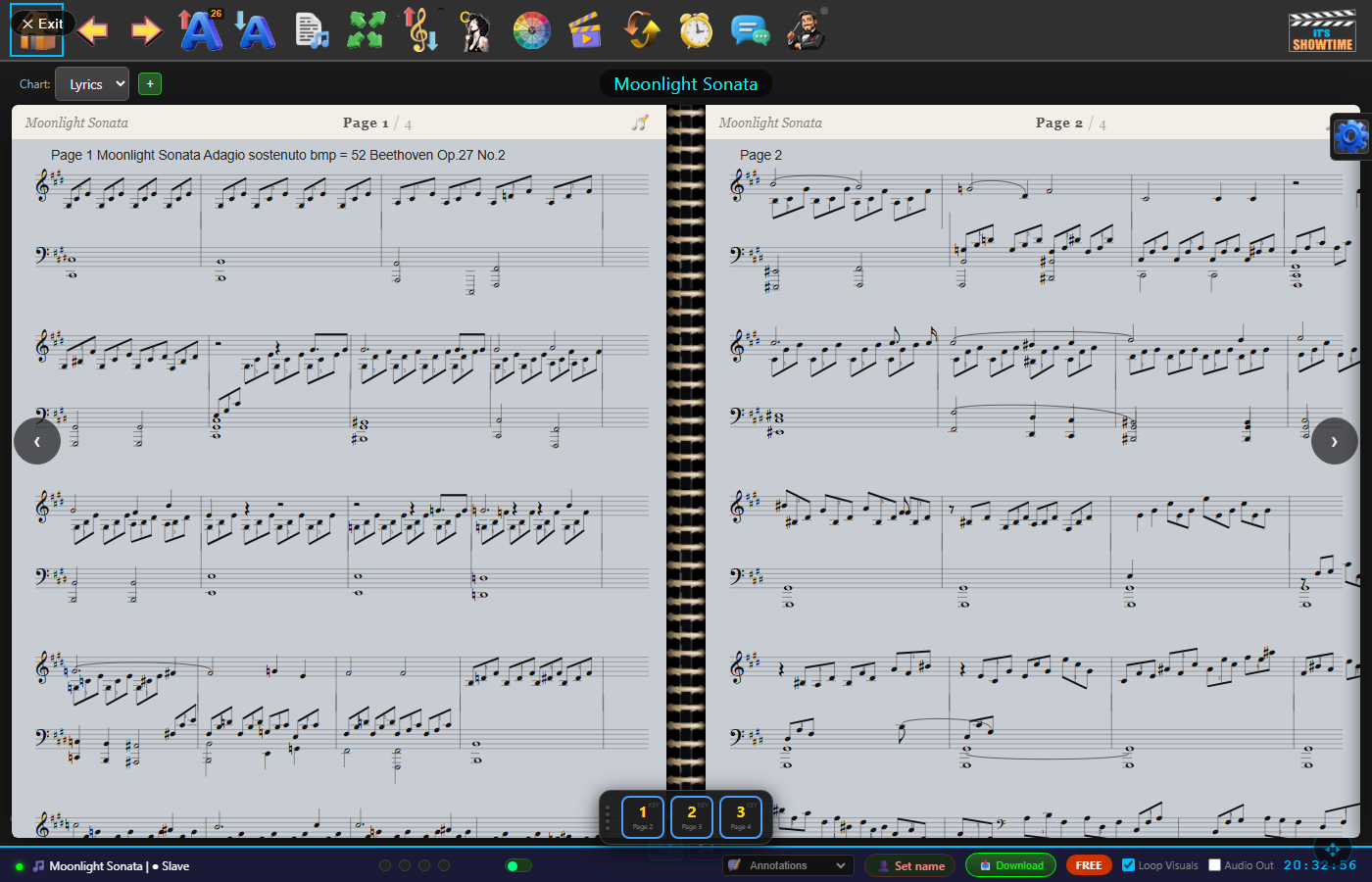 ShowTime hybrid notation and chord chart view